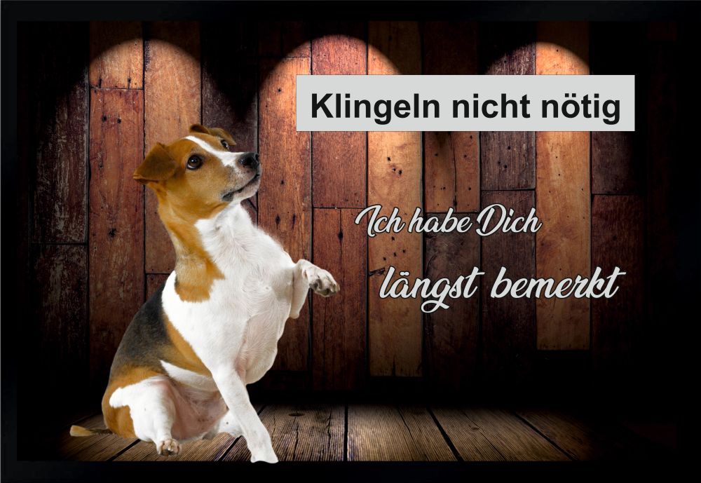 Fußmatte Schmutzfangmatte Hund Klingeln nicht nötig F206 60x40 cm - Größe:  60x40 cm