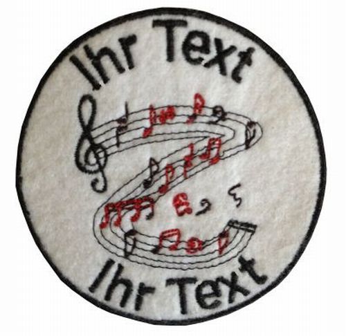 Logo Sänger/Chor/Musikanten Wunschtext weiß Aufnäher Patch (104)