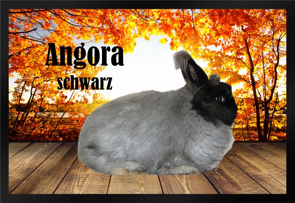Fußmatte Schmutzfangmatte Kaninchen Angora schwarz F827 60x40 cm