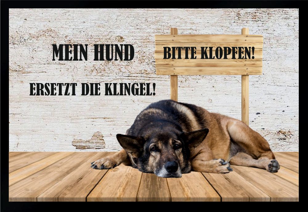 Fußmatte Schmutzfangmatte Mein Hund ersetzt die Klingel F298 60x40 cm