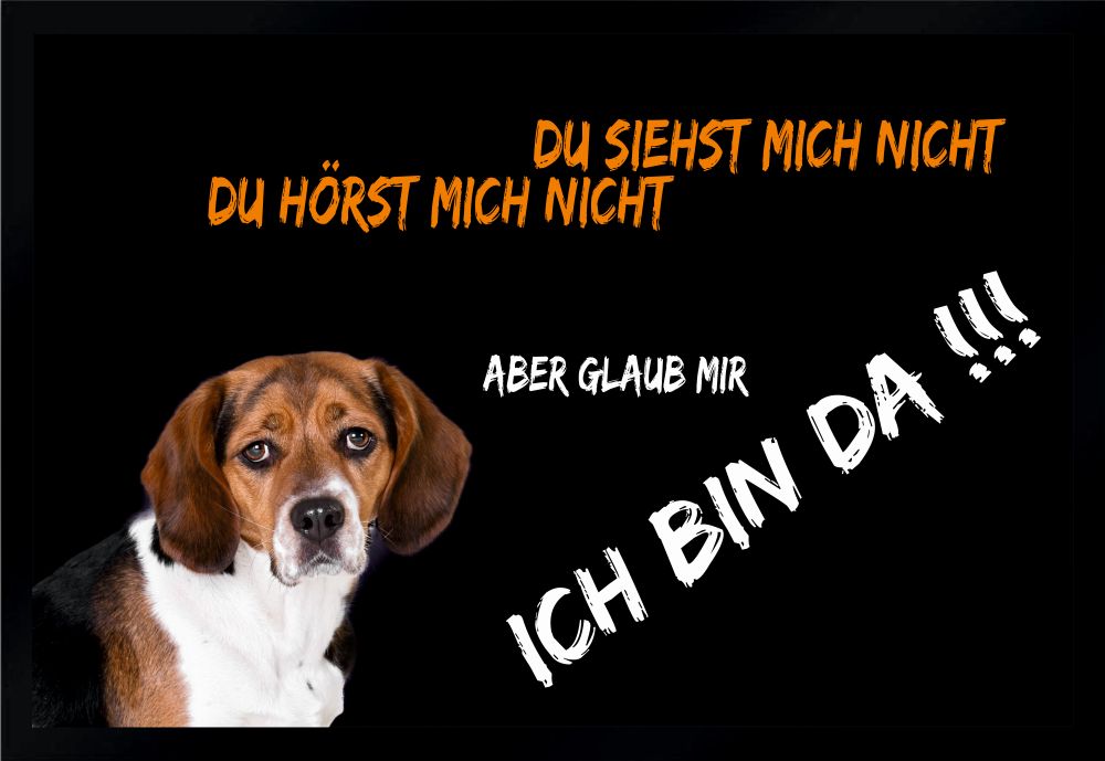 Fußmatte Schmutzfangmatte Hund Beagle Ich bin da F228 60x40 cm