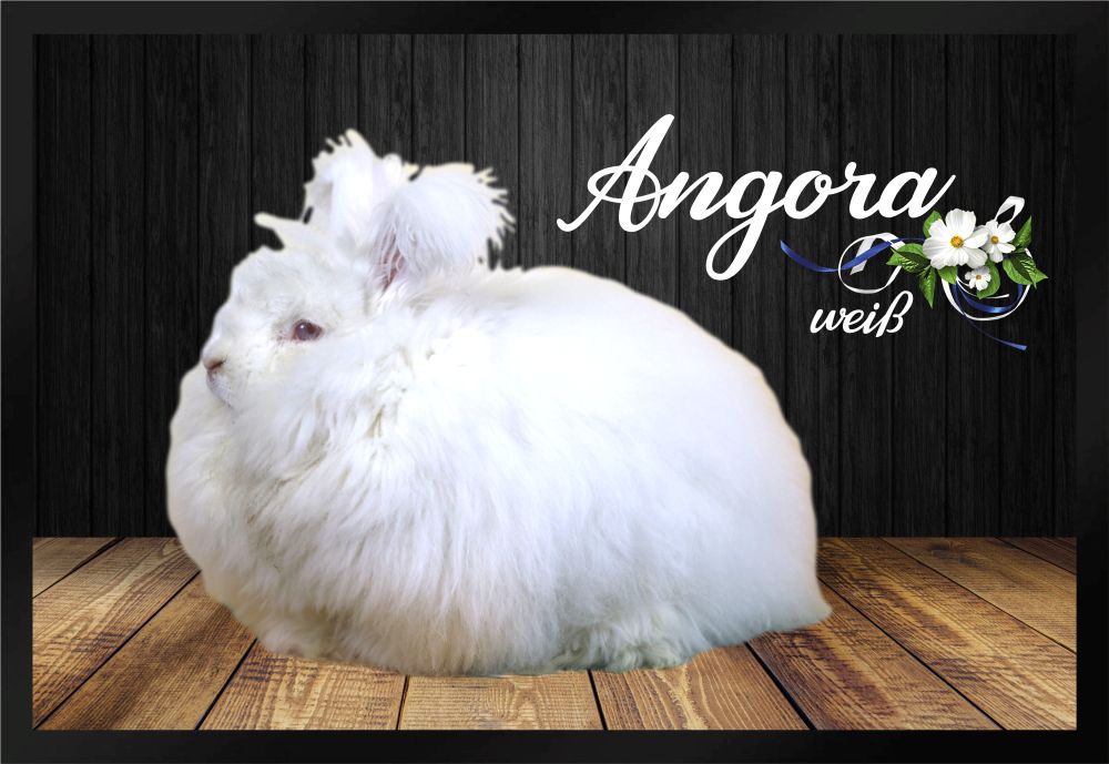 Fußmatte Schmutzfangmatte Kaninchen Angora weiß F826 60x40 cm