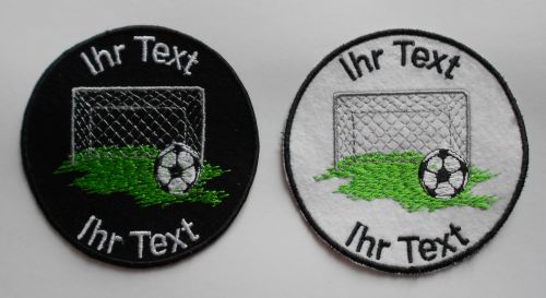Fussball Fußball Aufnäher mit Wunschtext Patch 10cm (101) weiß
