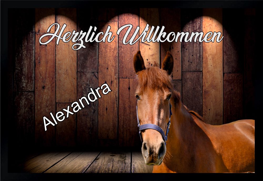 Fußmatte Schmutzfangmatte Wunschtext Pferd Reiten F267 60x40 cm