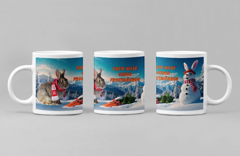 Kaffeetasse Tasse Erste Hilfe gegen Frostmöhren Kaninchen Möhren T234