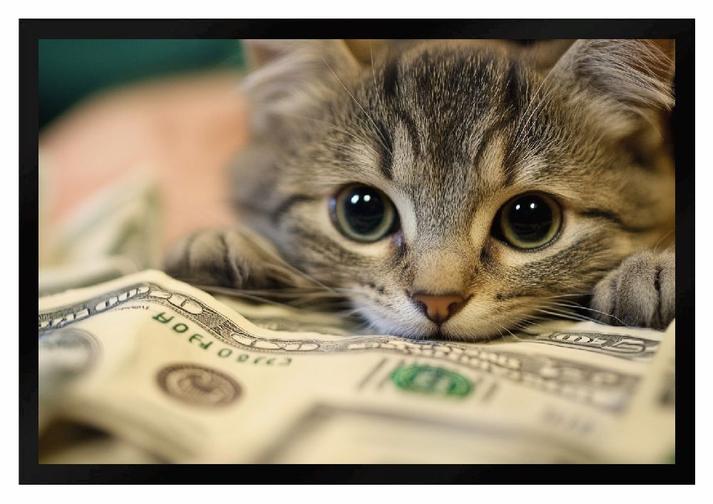 Fußmatte Katze mit Geldscheine Dollar US Dollar F2634 60x40 cm