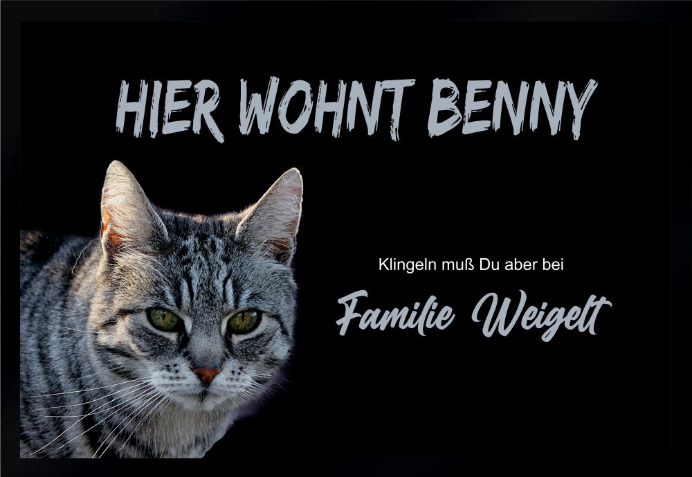 Fußmatte Schmutzfangmatte Wunschtext Katzen personalisiert F229 60x40 cm