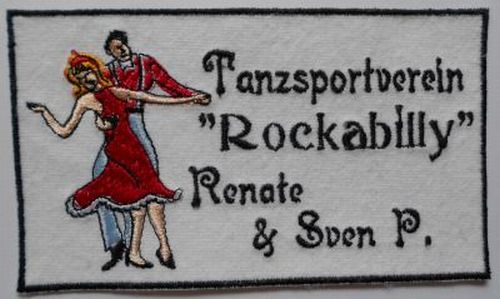 Logo Tanzen Tanzsport Wunschtext  Verein Aufnäher Patch eckig (32)