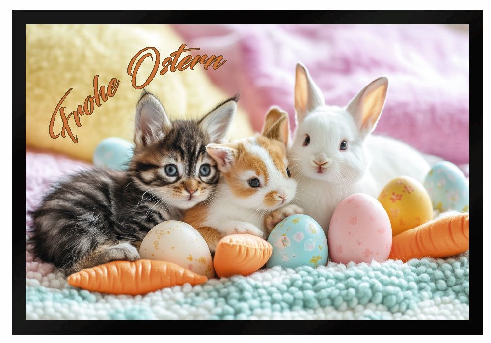 Fußmatte Frohe Ostern Hase Katze Kaninchen F2619 60x40 cm