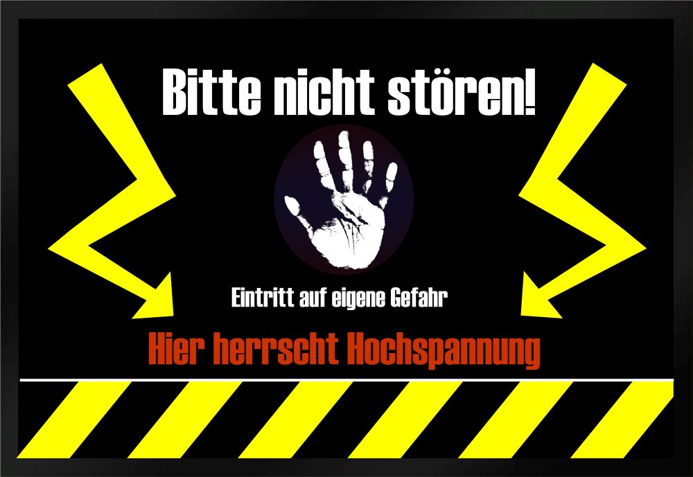 Fußmatte Schmutzfangmatte Gefahr Hand Hochspannung Achtung Blitze F414 60x40 cm