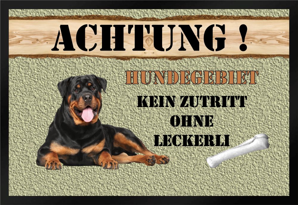 Fußmatte Schmutzfangmatte Achtung Zutritt Hund Leckerli F644 60x40 cm