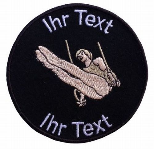 Leichtathletik Kunstturnen Aufnäher mit Wunschtext Patch 10cm (30) weiß