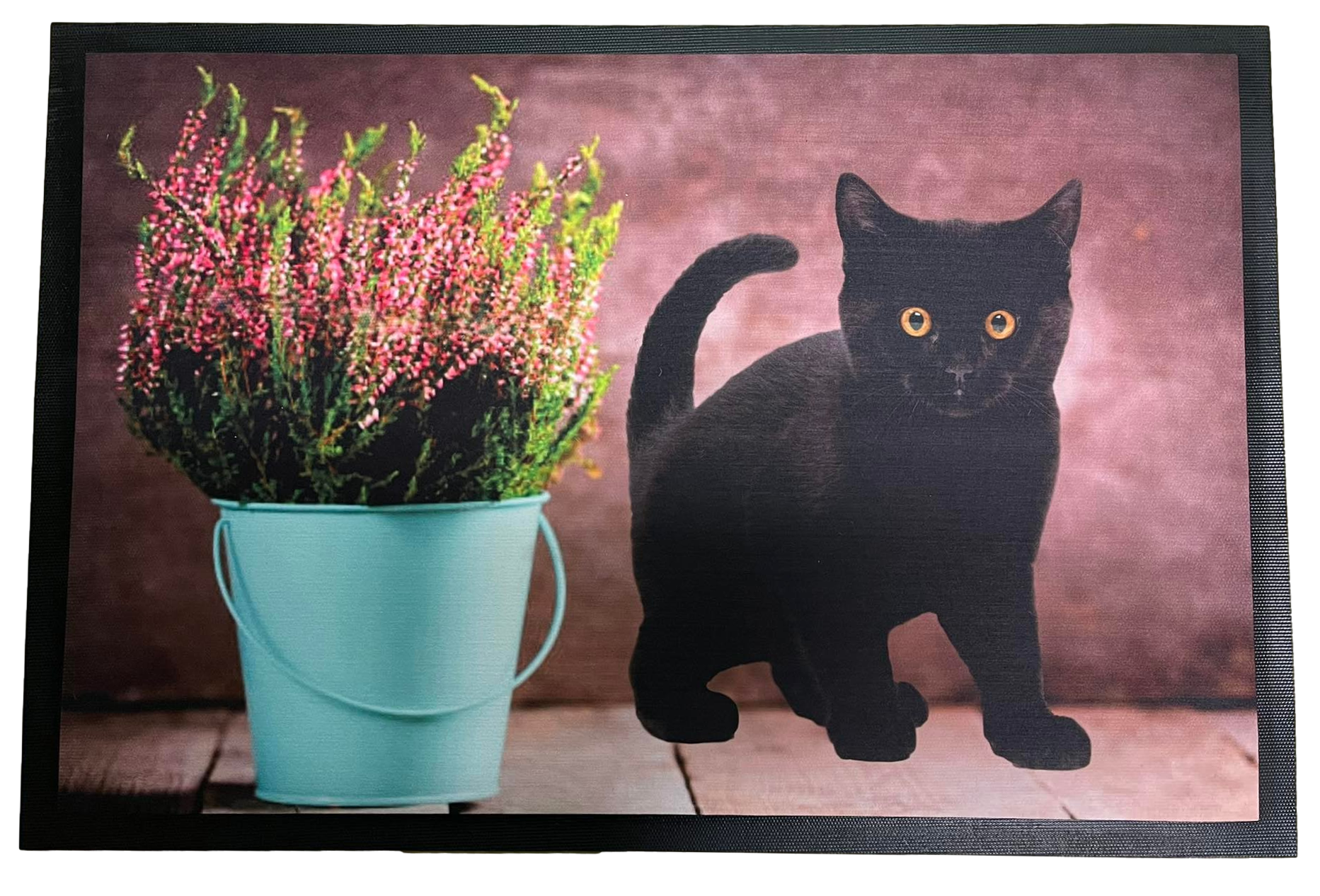 Fußmatte Schmutzfangmatte rutschfest schwarze Katze 75x50cm  F010