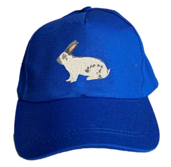 Basecap Cap bestickt .. Kaninchen Riesenschecke blau weiß MB2023 grau