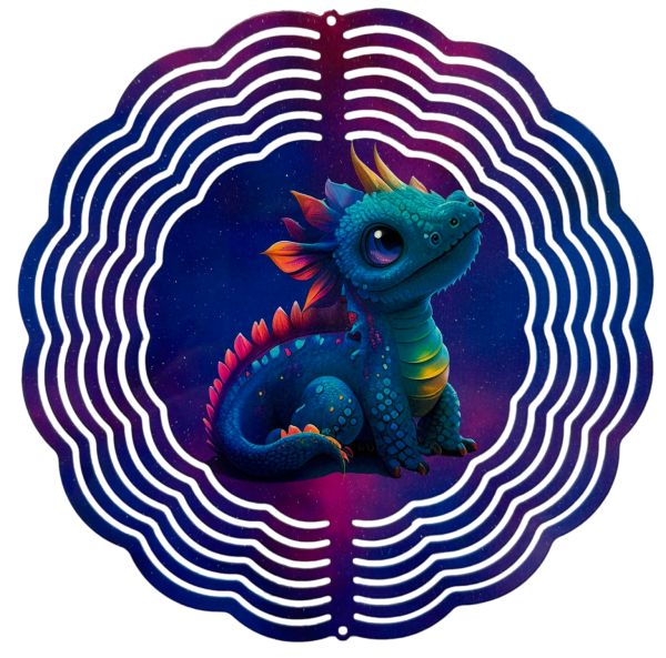 Edelstahl 3D Windspiel Windspinner 20cm Drache Bunt WI48