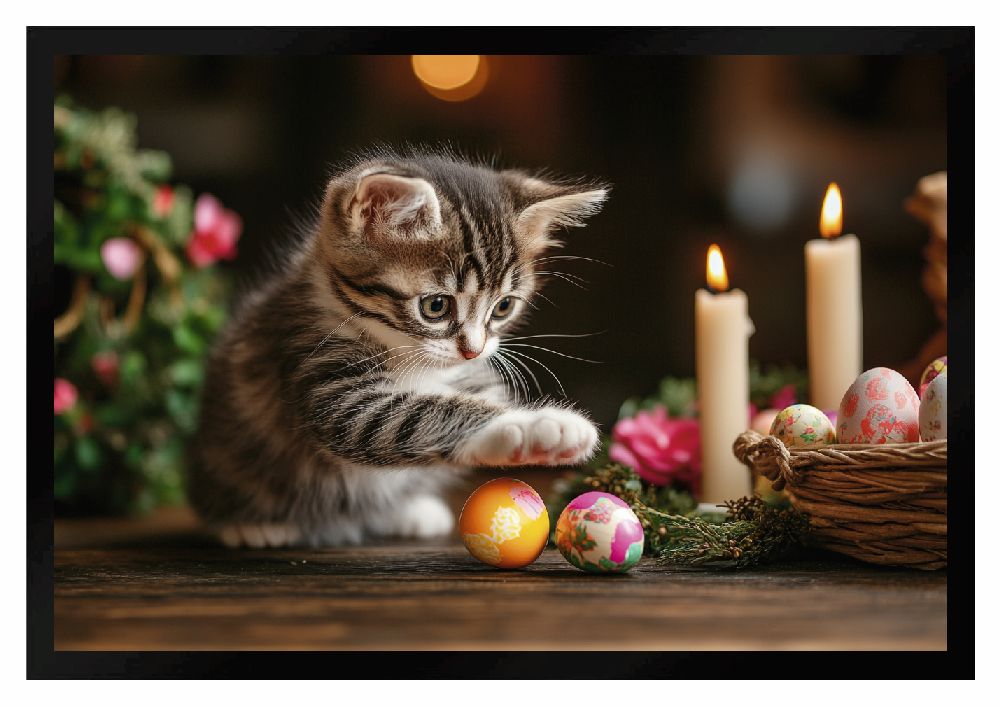 Fußmatte Ostern niedliche Katze Ostereier F2626 60x40 cm