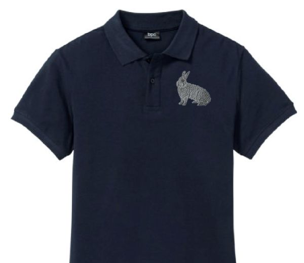 Polo-Shirt bestickt mit Kaninchen Heller Großsilber  P2015 anthrazit 3XL