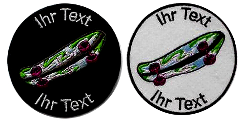 Scateboarding Aufnäher mit Wunschtext Boards Funsport Patch 10cm (107) weiß