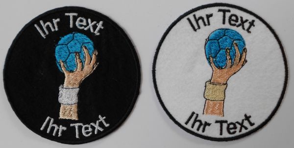 Handball Aufnäher mit Wunschtext Ballsport  Patch 10cm (58) schwarz