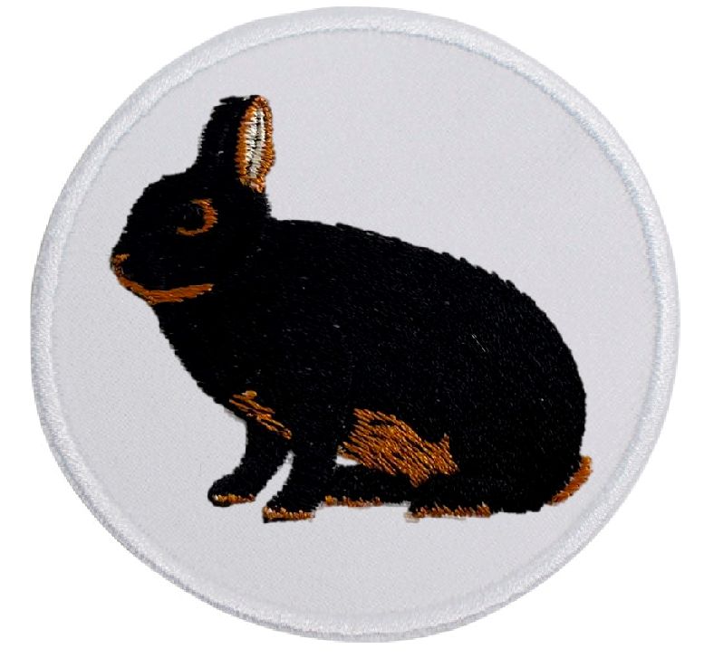 Kaninchen Farbenzwerge lohfarbig schwarz ... Aufnäher Patch 8 cm (2000)