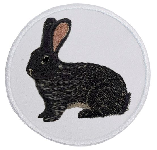 Kaninchen Deutscher Riese dunkelgrau ... Aufnäher Patch 8 cm (2028)