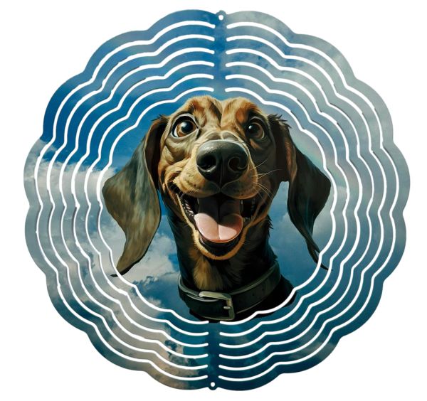 Edelstahl 3D Windspiel Windspinner 20cm Hund WI38