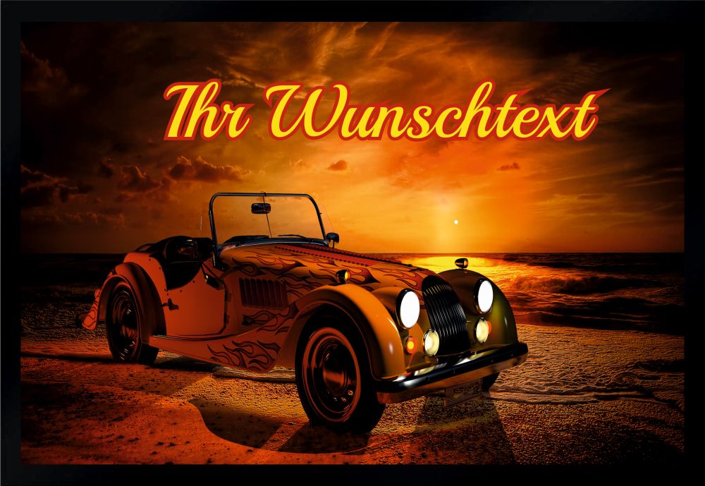 Fußmatte Schmutzfangmatte Wunschtext Oldtimer Auto  personalisiert F088 60x40 cm