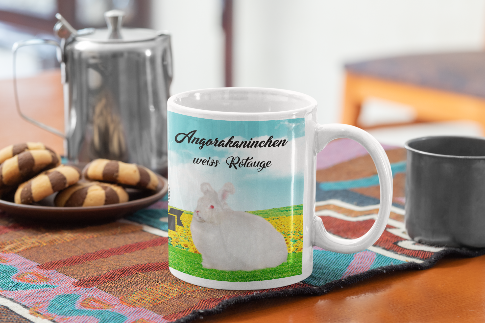 Kaffeetasse Tasse Kaninchen Angora weiß Rotauge T40
