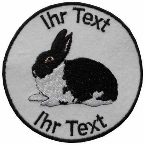 Kaninchen Hasen Aufnäher mit  Wunschtext Patch  10cm (33)