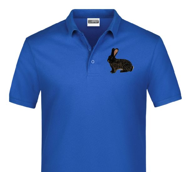 Polo-Shirt bestickt mit Kaninchen Deutscher Riese eisengrau P2012 anthrazit 3XL