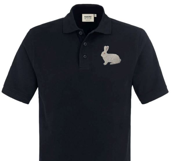 Polo-Shirt bestickt mit Kaninchen Deutscher Riese weiß P2010 anthrazit 3XL
