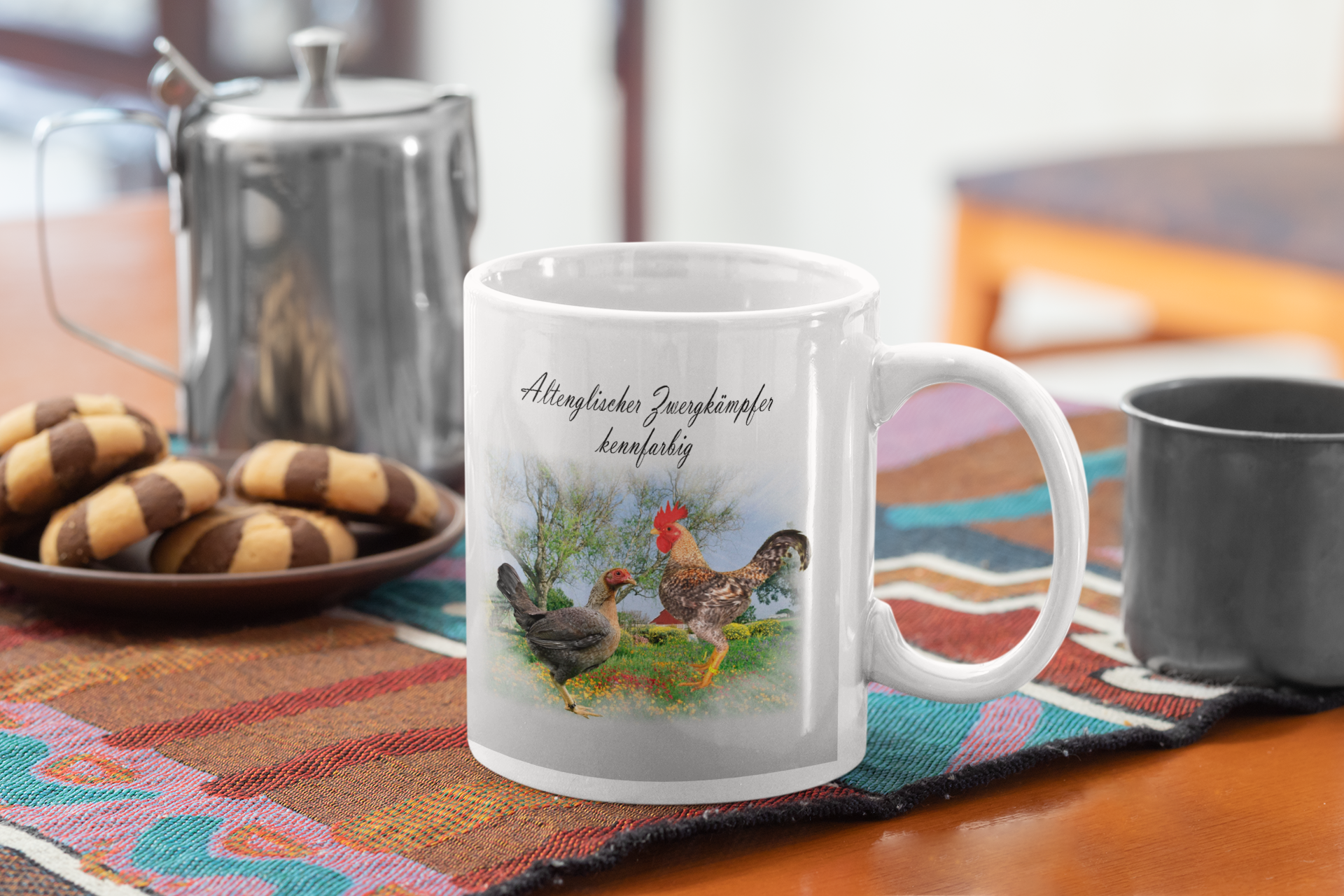Kaffeetasse Tasse Hühner Altenglischer Zwergkämpfer kennfarbig T26